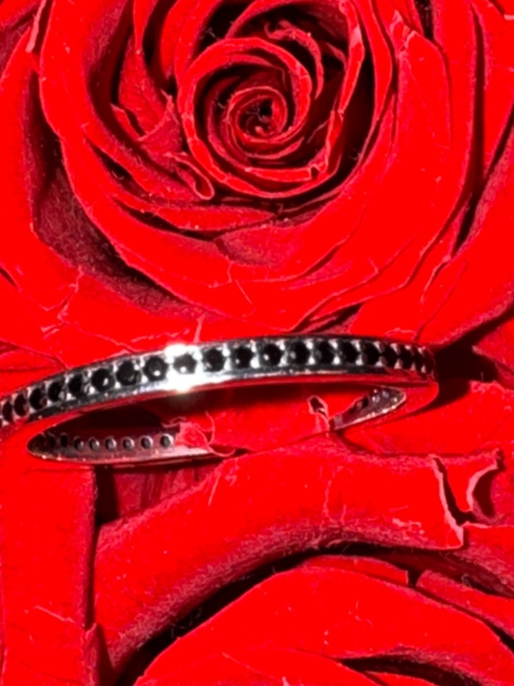 Black Moissanite Eternity Band 925 Sterling Silver Size 6 Gothic Wedding Stack